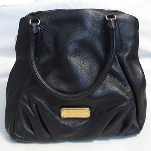 MARC JACOBS Black Q Fran Soft Leather Satchel Shoulder Bag New with Sleeper
